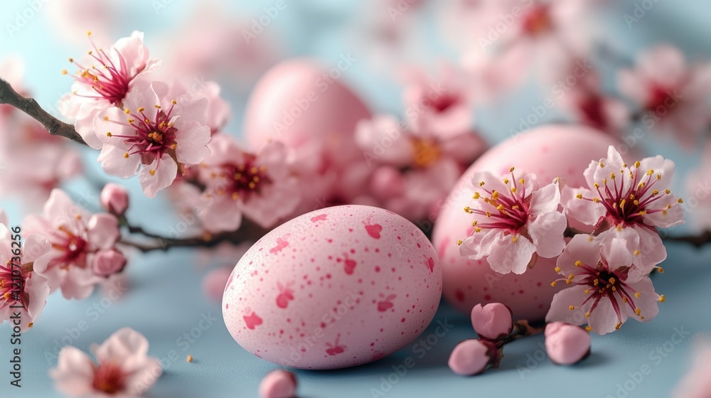 A close-up shot of a pink Easter egg surrounded by colorful flowers, perfect for spring or Easter-themed projects A close-up shot of a pink Easter egg surrounded by colorful flowers, perfect for spring or Easter-themed projects