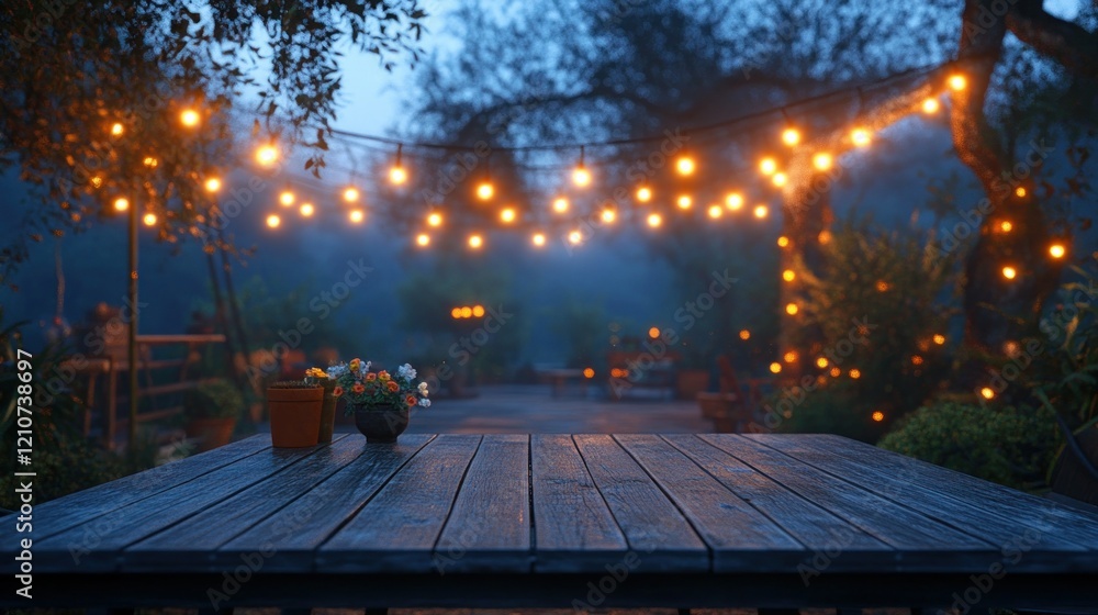 Obraz premium Dusk Garden Patio Table Lightscape