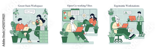 Comfortable Working. Flat Vector Illustration