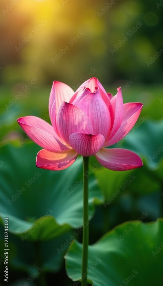 Delicate petals unfurl in gentle morning light, garden, foliage, lotus Delicate petals unfurl in gentle morning light, garden, foliage, lotus