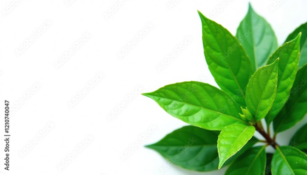 Fresh green leaves of Kratom tree on white background, isolated, leaves Fresh green leaves of Kratom tree on white background, isolated, leaves