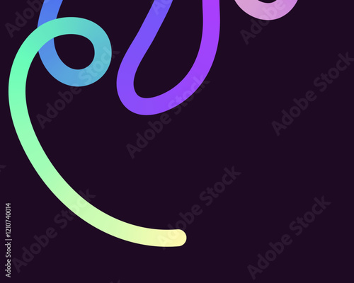 bright, neon squiggle shapes with smooth curves and loops. vivid colors transition through seamless gradients, blending hues like pink, blue, green, and orange, creating a playful, dynamic effect.