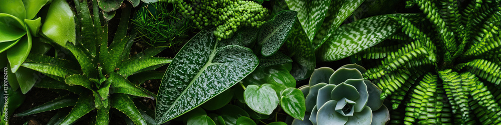 Obraz premium Collection of Green Succulents and Foliage Plants