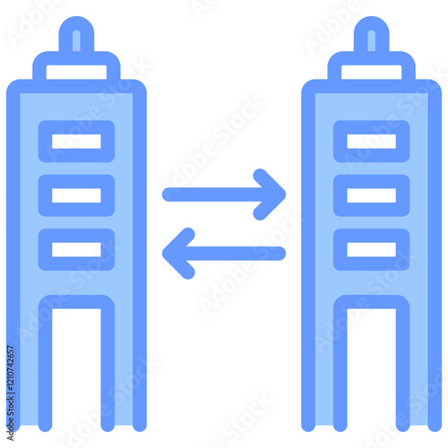 Horizontal Merger Blue Icon