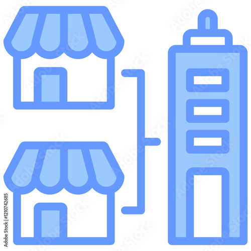 Vertical Merger Blue Icon