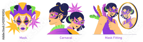 Mardi Gras. Flat Vector Illustration