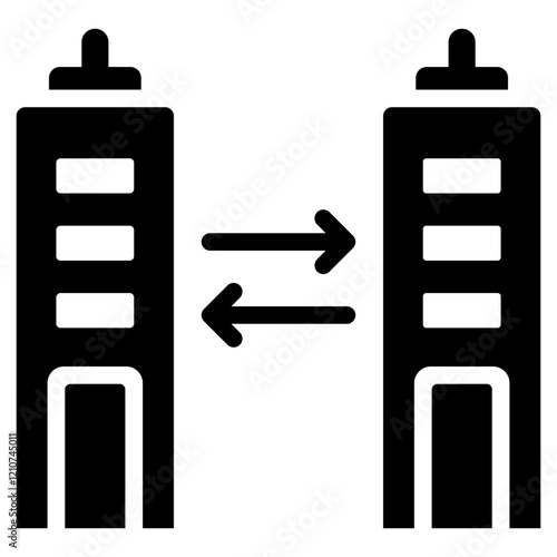 Horizontal Merger Glyph Icon