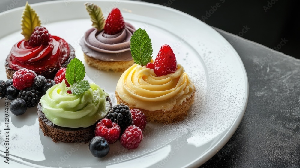 Freshly baked cupcakes on a clean white plate, perfect for a dessert or snack Freshly baked cupcakes on a clean white plate, perfect for a dessert or snack