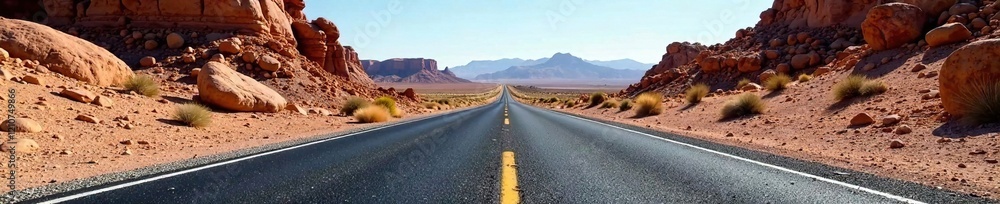 blacktop road with large stones and tuff stone fragments on the surface, desert landscape, large rocks blacktop road with large stones and tuff stone fragments on the surface, desert landscape, large rocks