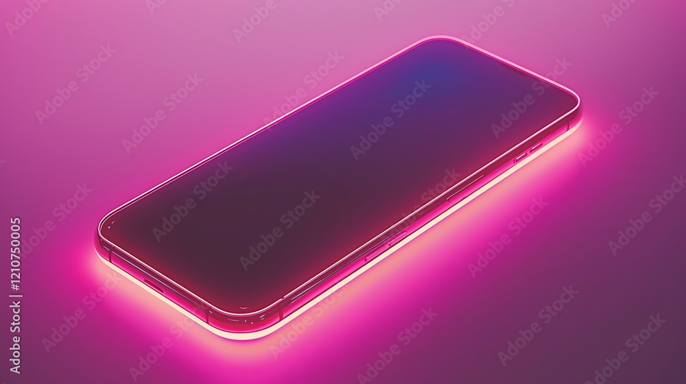 Pink neon smartphone, glowing, studio shot, technology background, website banner Pink neon smartphone, glowing, studio shot, technology background, website banner