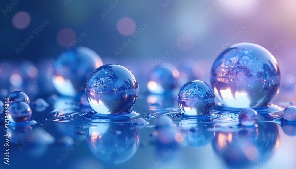 Soft focus water spheres in shades of blue and purple, translucent, soothing, serene Soft focus water spheres in shades of blue and purple, translucent, soothing, serene