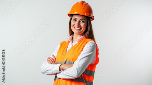 Female construction engineer with safety equipment photo