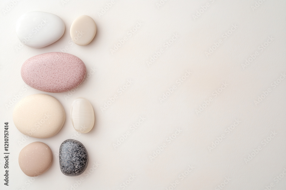 Purple background with a row of white and gray rocks Purple background with a row of white and gray rocks