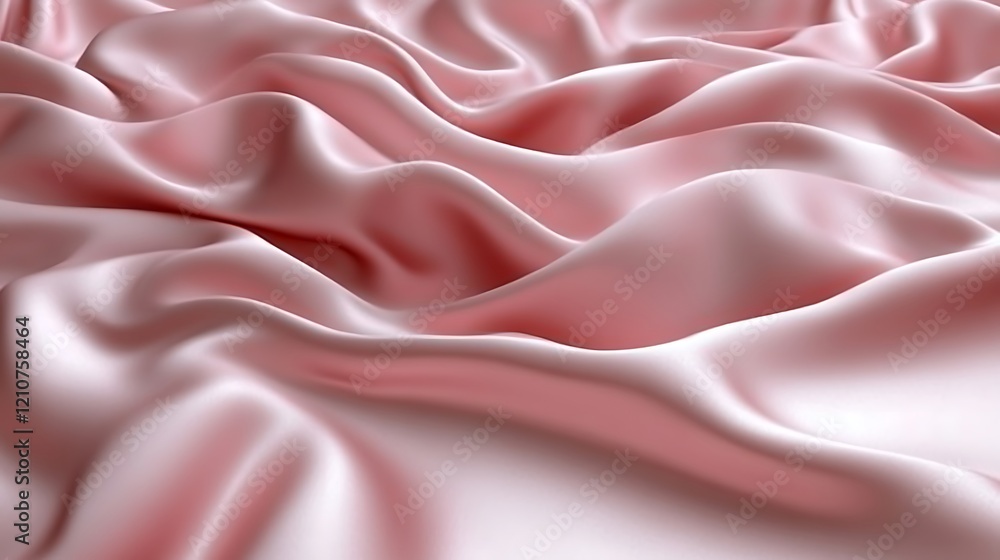 Draped Pink Silk Fabric Shows Soft Gentle Waves Draped Pink Silk Fabric Shows Soft Gentle Waves
