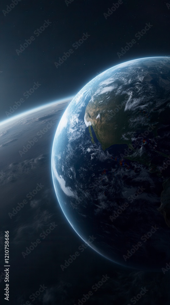 Fototapeta premium Earth Planet Orbit. High Quality Digital Space