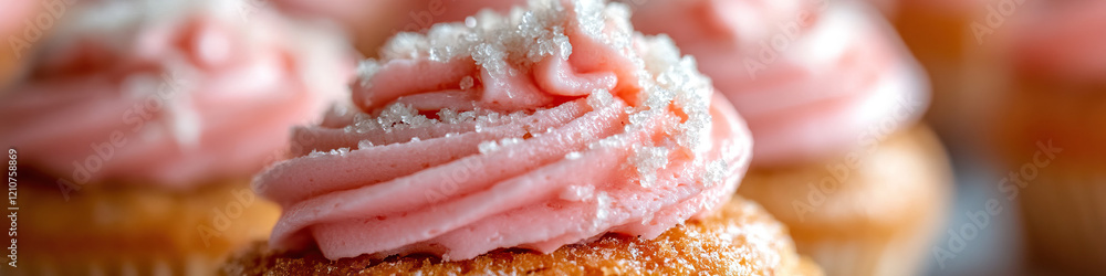 Pink Frosted Cupcakes with Granulated Sugar Topping Pink Frosted Cupcakes with Granulated Sugar Topping