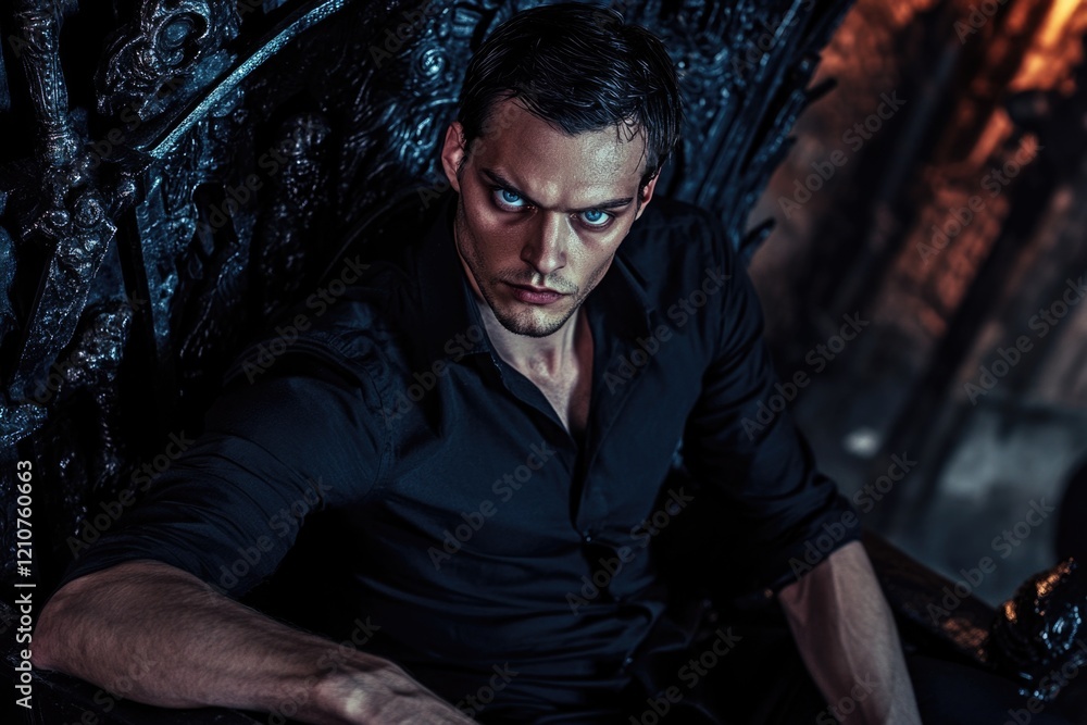 A person sitting on a chair wearing a black shirt, a simple everyday scene A person sitting on a chair wearing a black shirt, a simple everyday scene