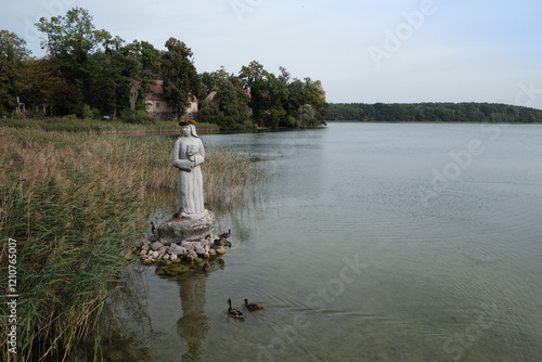 the statue of Amelie in the lake is a landmark in Lindow Mark