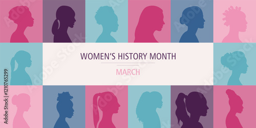 Women's History Month banner. Vector illustration.