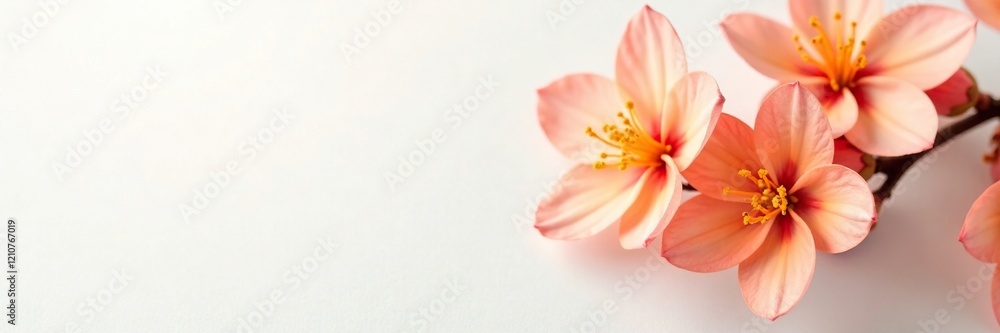 Fototapeta premium Delicate orange blossoms on a white background, blossom, blossom