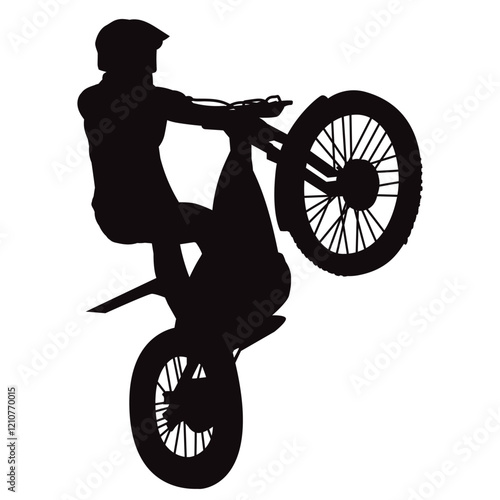 Silhouette of mototrial. Motocross jumping riders