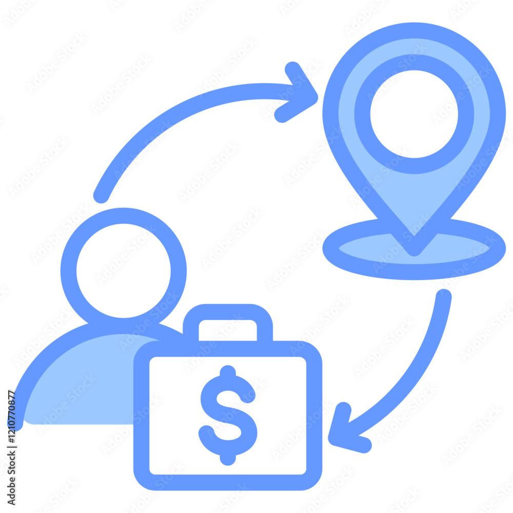 Economic Migration Blue Icon