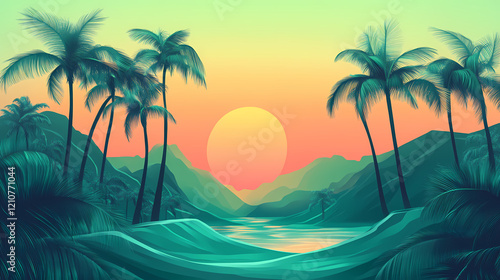 Vibrant emerald oasis. Emerald Oasis. Illustration
