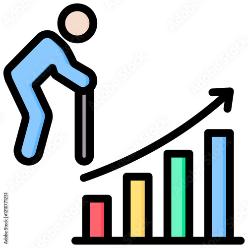 Ageing Population Outline Color Icon