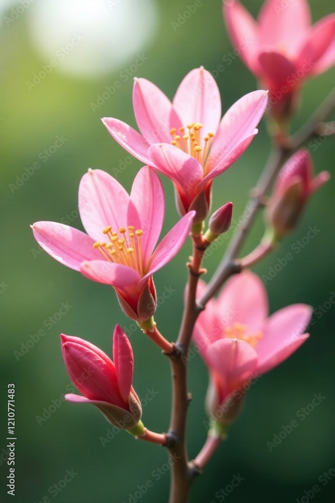 Obraz premium Delicate pink acacia flowers in a light breeze, flowers, natural, texture