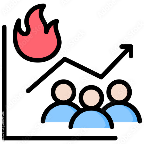 Population Trends Outline Color Icon