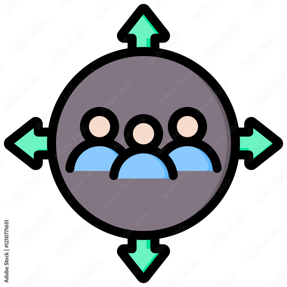 Fototapeta premium Social Mobility Outline Color Icon