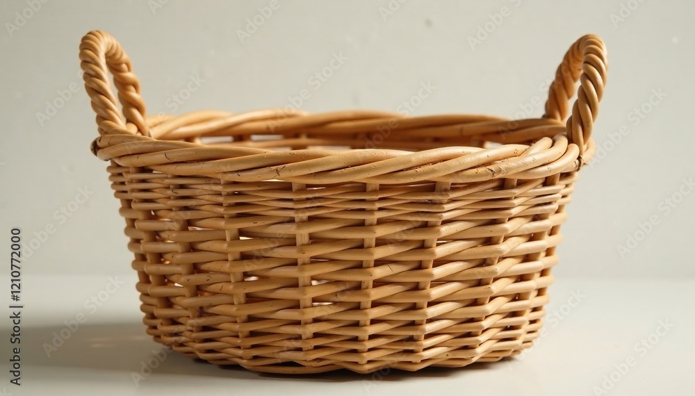 Fototapeta premium Woven rattan basket with natural woven texture, natural, weave
