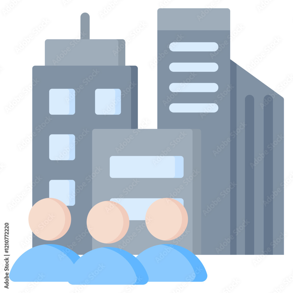 Fototapeta premium Urban Population Flat Icon
