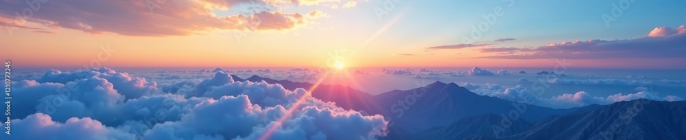 Cloudless blue heavens above mountains at dawn, natural, vast, cloudless