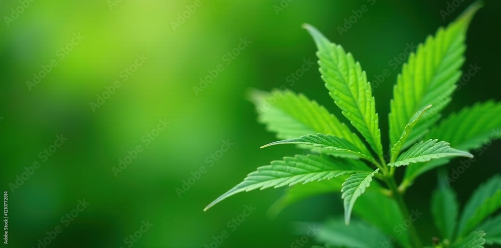 delicate green cannabis leaves in soft focus background, bokeh, botanicals delicate green cannabis leaves in soft focus background, bokeh, botanicals