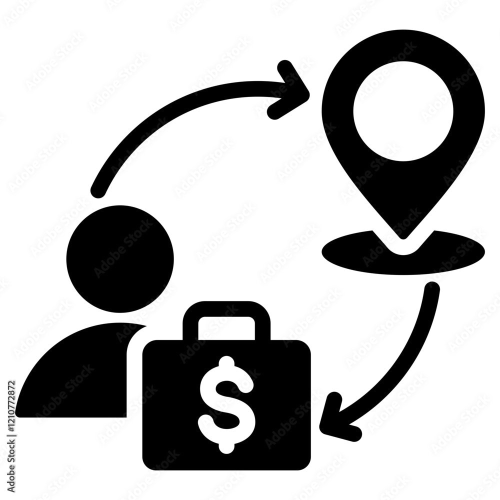 Economic Migration Glyph Icon Economic Migration Glyph Icon