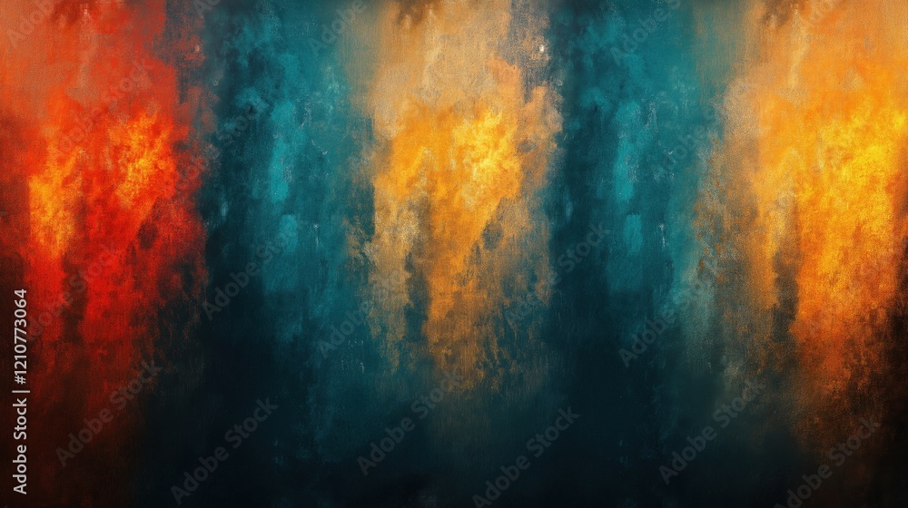 Fototapeta premium Abstract gradient art texture blending fiery red, orange, and teal tones