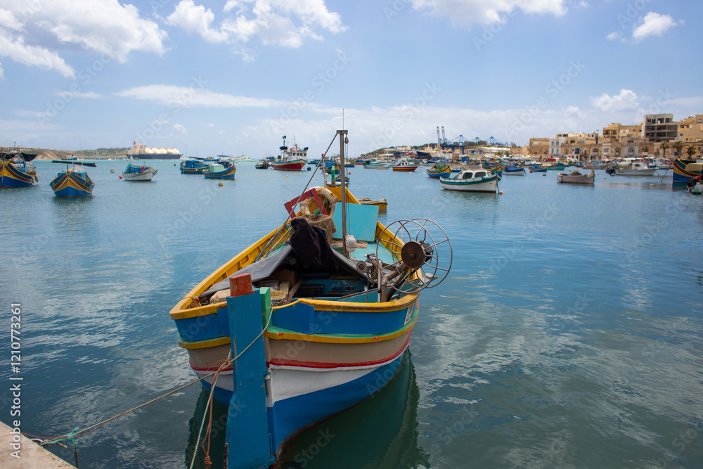 Fototapeta premium beautiful ships and boats are moored near the shore