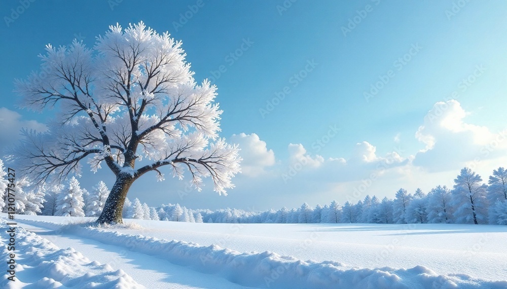 Frosty snow-covered trees with a hint of blue sky, tree, snowy Frosty snow-covered trees with a hint of blue sky, tree, snowy