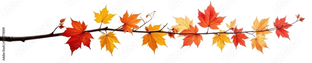 Vine branch with isolated yellow and red autumn leaves in white background, grapevine branches, autumn leaves yellow red, solo leaves Vine branch with isolated yellow and red autumn leaves in white background, grapevine branches, autumn leaves yellow red, solo leaves