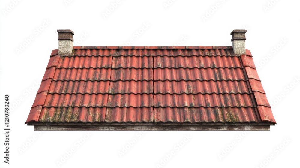 Naklejka premium Rustic Red Tile Roof with Aged Charm