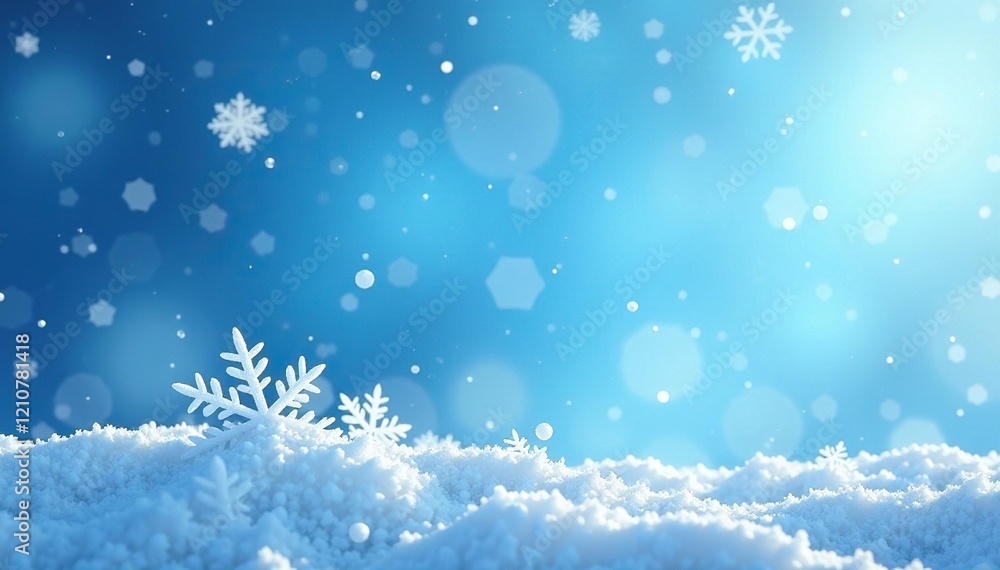 delicate white snowflakes gently falling on a clear blue sky, natural wonder, winter delicate white snowflakes gently falling on a clear blue sky, natural wonder, winter