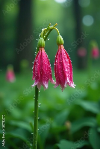 Weeping lilly pilly plant covered in tiny dew drops, natural, botany, woodland photo