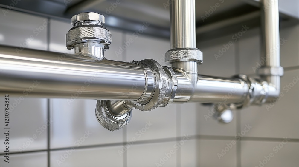 Close-up View of Industrial Piping System Close-up View of Industrial Piping System
