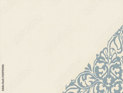 Elegant Beige Background with Blue Floral Corner Design photo