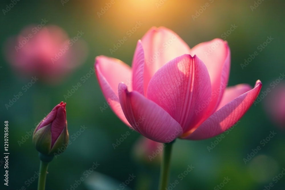 Delicate pink petals unfolding in morning dew, , floral Delicate pink petals unfolding in morning dew, , floral