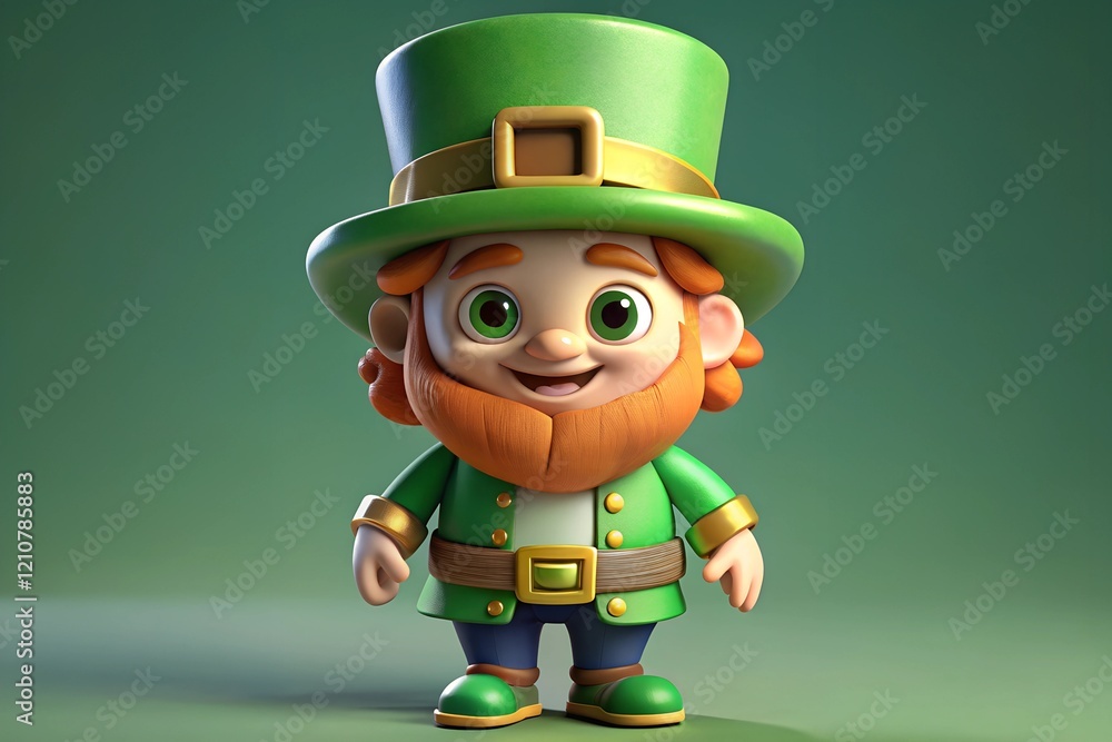Cheerful cartoon leprechaun character dressed in green attire stands with a friendly smile against a soft gradient background Cheerful cartoon leprechaun character dressed in green attire stands with a friendly smile against a soft gradient background