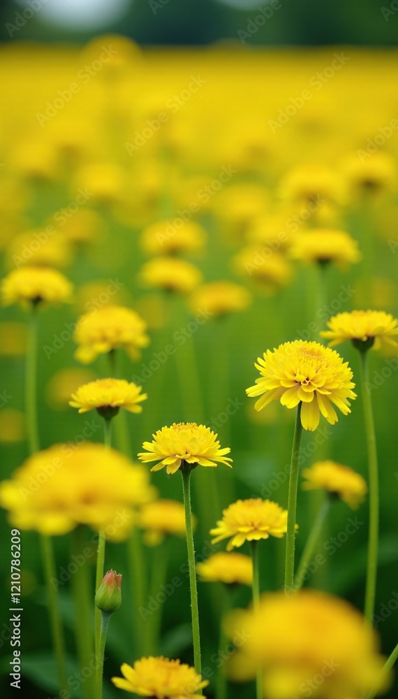 Field of golden helichrysum flowers swaying gently in the breeze, field, blooms