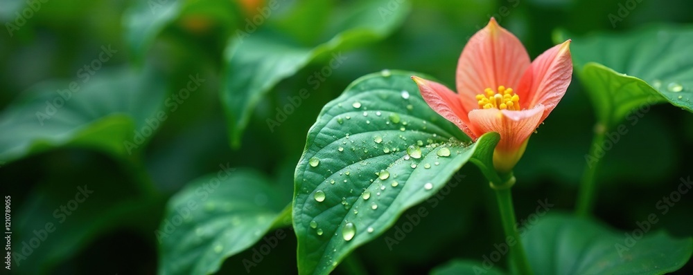 Weeping lilly pilly plant covered in tiny dew drops, raindrops, leaves Weeping lilly pilly plant covered in tiny dew drops, raindrops, leaves
