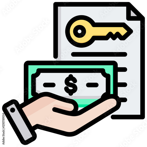 Down Payment Outline Color Icon